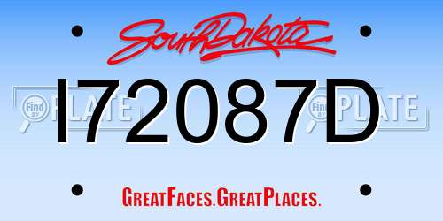 I72087D South Dakota License Plate