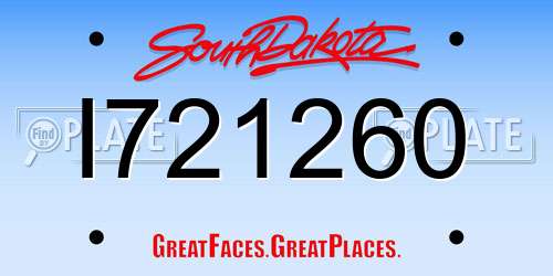 I721260 South Dakota License Plate