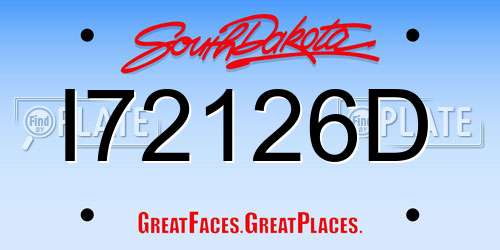 I72126D South Dakota License Plate