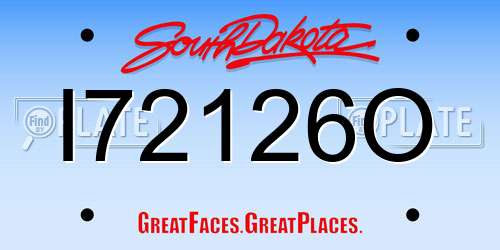 I72126O South Dakota License Plate
