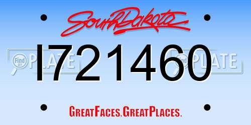I721460 South Dakota License Plate
