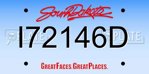 I72146D South Dakota License Plate