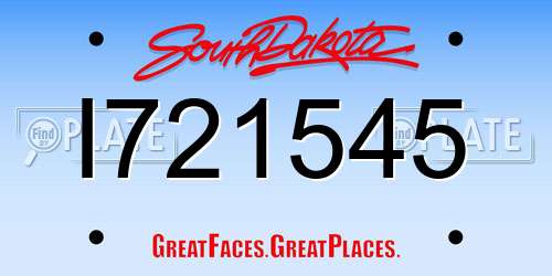 I721545 South Dakota License Plate