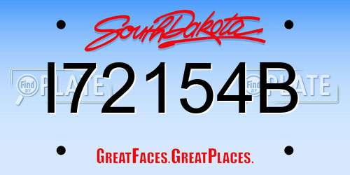 I72154B South Dakota License Plate