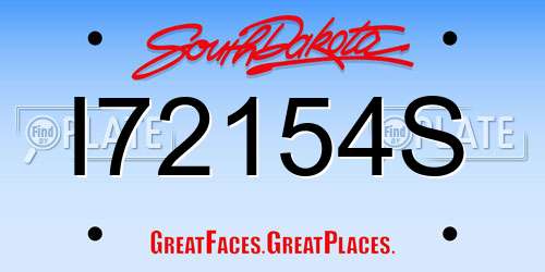 I72154S South Dakota License Plate