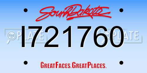 I721760 South Dakota License Plate