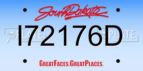 I72176D South Dakota License Plate