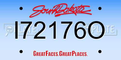 I72176O South Dakota License Plate