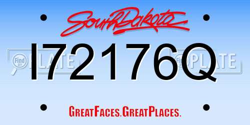 I72176Q South Dakota License Plate
