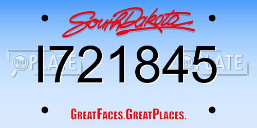 I721845 South Dakota License Plate