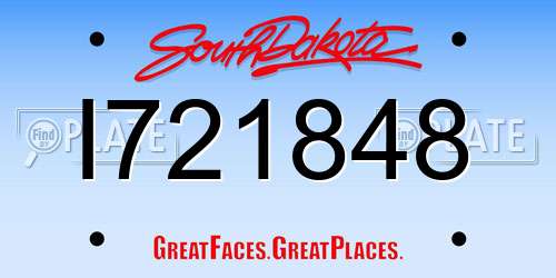 I721848 South Dakota License Plate