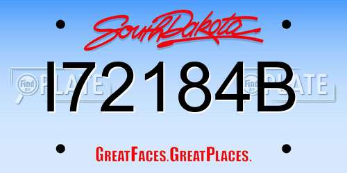 I72184B South Dakota License Plate