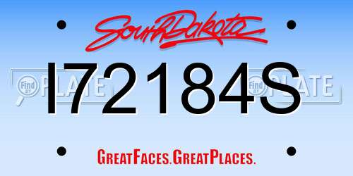 I72184S South Dakota License Plate
