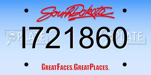I721860 South Dakota License Plate