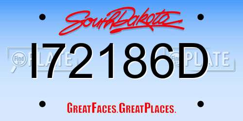 I72186D South Dakota License Plate