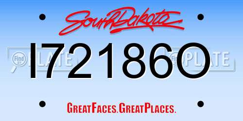I72186O South Dakota License Plate