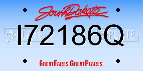 I72186Q South Dakota License Plate