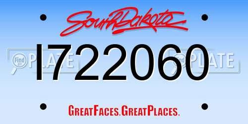 I722060 South Dakota License Plate
