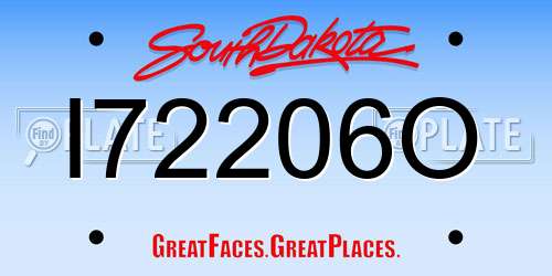 I72206O South Dakota License Plate