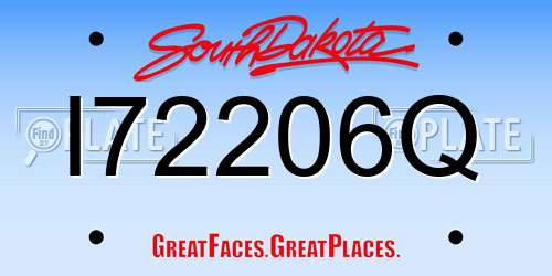 I72206Q South Dakota License Plate