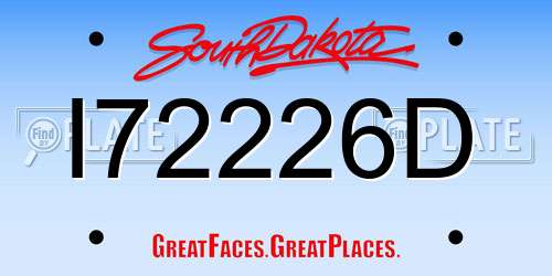 I72226D South Dakota License Plate