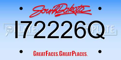I72226Q South Dakota License Plate