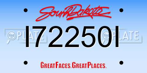 I72250I South Dakota License Plate