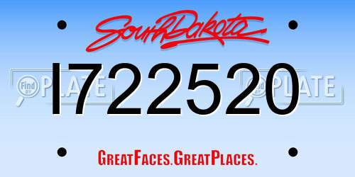 I722520 South Dakota License Plate