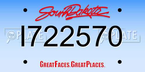 I722570 South Dakota License Plate