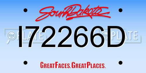 I72266D South Dakota License Plate