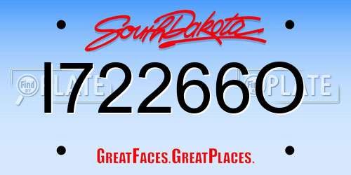 I72266O South Dakota License Plate