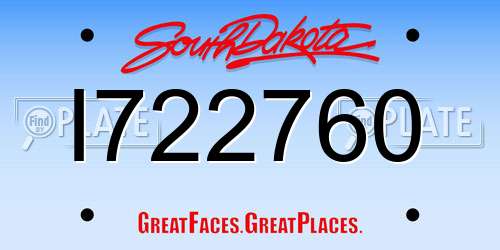 I722760 South Dakota License Plate