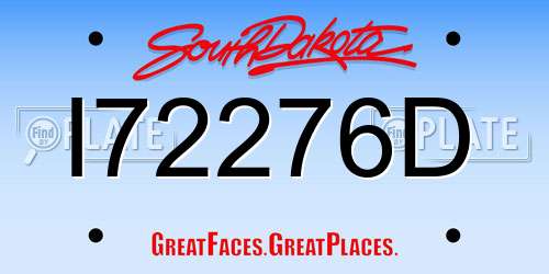 I72276D South Dakota License Plate