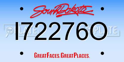 I72276O South Dakota License Plate