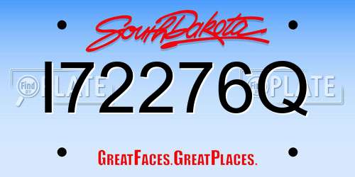 I72276Q South Dakota License Plate