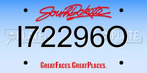 I72296O South Dakota License Plate