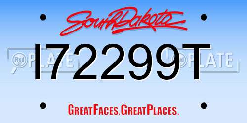 I72299T South Dakota License Plate
