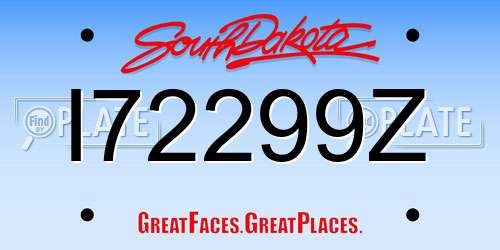 I72299Z South Dakota License Plate
