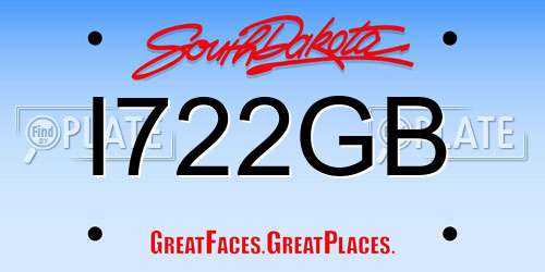 I722GB South Dakota License Plate