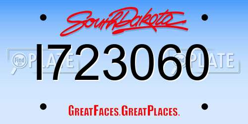 I723060 South Dakota License Plate