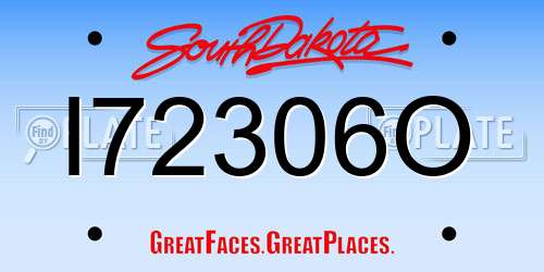 I72306O South Dakota License Plate