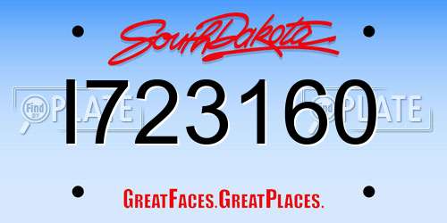 I723160 South Dakota License Plate