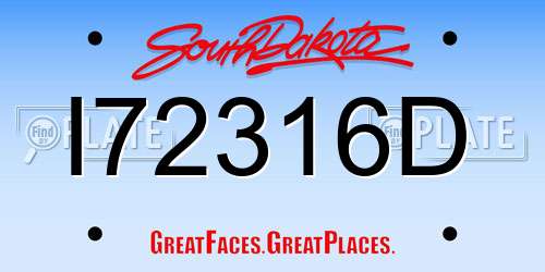 I72316D South Dakota License Plate