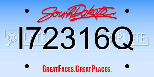 I72316Q South Dakota License Plate