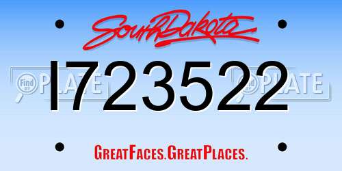 I723522 South Dakota License Plate