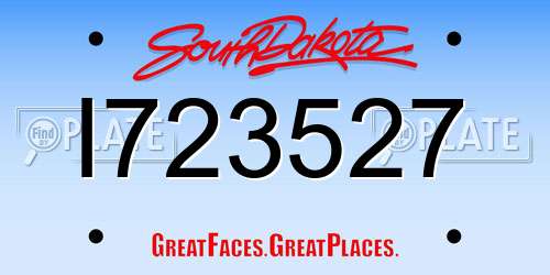 I723527 South Dakota License Plate