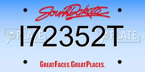 I72352T South Dakota License Plate