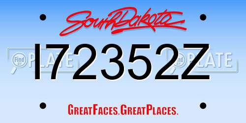 I72352Z South Dakota License Plate