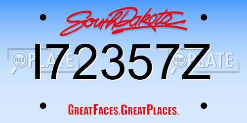 I72357Z South Dakota License Plate