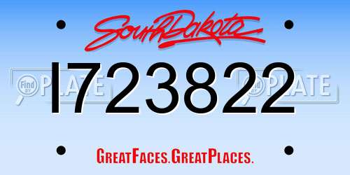 I723822 South Dakota License Plate